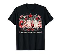 Canadá True North Strong & Free Orgulloso Hoja de Arce Floral Camiseta