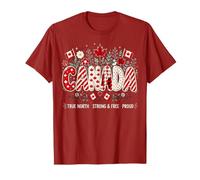 Canadá True North Strong & Free Orgulloso Hoja de Arce Floral Camiseta