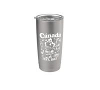 Canadá True North Strong & Gratis Vintage Art Collage Est Vaso térmico de acero inoxidable de doble pared