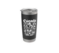 Canadá True North Strong & Gratis Vintage Art Collage Est Vaso térmico de acero inoxidable de doble pared