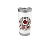 Canadá Verdadero Norte Fuerte y Libre Arte Folclórico Hoja de Arce Vaso térmico de acero inoxidable de doble pared