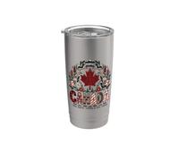 Canadá Verdadero Norte Fuerte y Libre Arte Folclórico Hoja de Arce Vaso térmico de acero inoxidable de doble pared