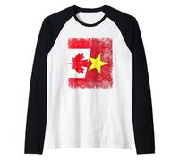 Canadá Vietnam Media Bandera Historia Vietnamita Canadiense Camiseta Manga Raglan