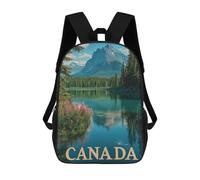 Canada Wilderness - Majestic Mountains And Mirror Lake Travel Poster Mochila Escolar Secundaria Informal Para Viajes Para Niños/niñas/adolescentes 17inch