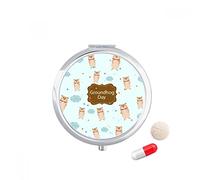 Canadá y US sabor el día de la marmota Travel bolsillo píldora caso medicina dispensador espejo regalo caja de almacenamiento