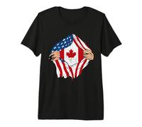 Canadian American Flag Canadian Roots American Grown Camiseta Premium