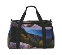 Canadian Smokey Mountain Cliff - Bolsa de viaje con cremalleras y asas, bolsa de lona plegable grande para vacaciones familiares, Black, Talla única