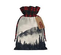 Canadian Smokey Mountain Cliff Print Drawstrings Christmas Gift Bags Treat Candy Bags for Holiday Party Favor Supplies