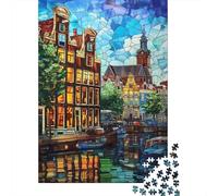 Canal Casco Antiguo Paisaje Puzzle de 1000 Piezas Papel para Adultos Vista Calle Nocturna Juego de Puzzle 1000 Piezas Relajación Familiar Hogar 70x50cm/1000pcs