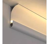 Canal de aluminio LED para moldura de corona, difusor de iluminación indirecta para decoración de techo y pared, cubierta de cornisa, longitud de 1 m a 18 m, perfil LED blanco (24 m)