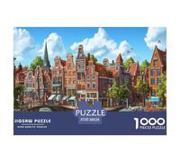 Canal de Ámsterdam Puzzles Imposible,desafío for Adults Entretenimiento Creativo 1000 Piezas Obra De Arte De Juego De para Adultos Y Niños Mayores De 12 Años 38x26cm/1000pcs