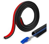 Canal de cable autoadhesivo 3 metros, tipo D 22x10 mm, negro, cubierta de cable de pared y suelo flexible de PVC, para televisión, oficina y hogar, incluye tijeras
