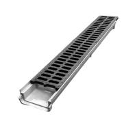 Canal de desagüe de plástico con Rejilla para un Drenaje eficiente del Agua en garajes y Jardines, fácil de Montar.