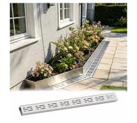 Canal de Drenaje Acero Inoxidable 304 Largo Rejilla de Drenaje Canal Estrecho para Jardines, Patios, Senderos, Easy to Clean(W15xH4cm/6x1.6in)