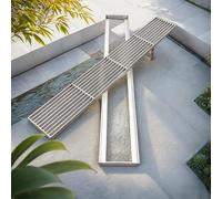 Canal de drenaje de 100 cm de perfil bajo para rejilla de suelo estrecha (39.4 x 18 pulgadas) para un flujo de agua eficiente, fácil instalación, ideal para uso en exteriores e interiores