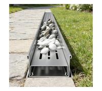 Canal de drenaje de acero inoxidable 304, eficiente y estético, kit de drenaje de patio al aire libre, zanja decorativa de grava (4 x 20 cm de alto) x 20 cm de ancho