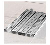 Canal de drenaje de patio, kits de zanja de drenaje de perfil bajo personalizable para piscina, jardín, cocina, acero inoxidable 304 con rejilla de cubierta desmontable