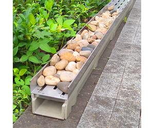 Canal de Drenaje Exterior con Rejilla - Sistema de Drenaje de Zanja en Forma de U para Jardines y Bordes de Carreteras. Ideal para Relleno de guijarros y Piedras. Gestión