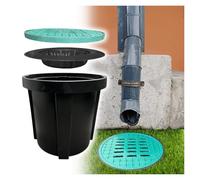 Canal de drenaje plano para exteriores, con cesta de filtro, canalón de lluvia subterráneo para un drenaje eficiente del agua (diámetro 74 x 60 cm), perfecto para patios y jardines