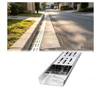 Canal de drenaje rectangular de acero inoxidable para piscinas al aire libre, patios y baños, sistema de drenaje lineal plateado 304 (170 x 3,5 x 3 cm)
