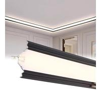 Canal de luz LED lineal, difusor de aluminio para iluminación indirecta, moldura de zócalo montado en superficie, ideal para bordes interiores de pared y techo