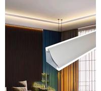 Canal de moldura de corona LED para luces, moldura decorativa de techo de aluminio para montaje en superficie, pista de iluminación indirecta (50 pies)