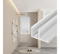 Canal de Puerta de Ducha Canal de Vidrio Sin Marco en Forma de F con Almohadilla Protectora, Kit de Herrajes para Riel de Retención de Paneles Partición Integrados(Silver,L2.25m/7.4ft)