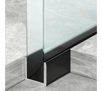 Canal de Puerta de Ducha Canal Vidrio Forma U Recortable, Guía Inferior Aleación Aluminio Empotrada El Suelo, Tiras Borde Paneles Divisorios Personalizables(IW8mm(5/16"),L1.3m (51 1/8"))