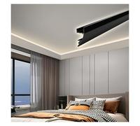Canal de rodapié de moldura de Corona de Aluminio LED, moldura de luz de bañador de Pared con Cubierta de PC, iluminación indirecta for Hotel/Bar/Teatro (sin Tira LED)(Negro,4.5 m/14.7 ft)