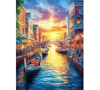 Canal de Venecia al Atardecer Puzzles 1000 Piezas Impossible 3D Cuento de Hadas acompañante con Animales Rompecabezas para Adultos Desafío Intelectual Estera Portátil DIY Moderno Creativo 1000 PCS