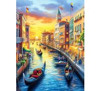Canal de Venecia al atardecer Rompecabezas 1000 Piezas Cartón Para Adultos Cuento de Hadas de Animales y Plantas Estimulación Cognitiva Mejora Coordinación Ojo-Mano Actividad Compartir Familia 1000 PC