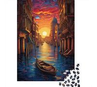 Canal de Venecia Atardecer Puzzle de 1000 Piezas Puzzle para Adultos Cartón Puzzle para Toda la Familia Relajante Decoración Regalo 52x38cm/1000pcs