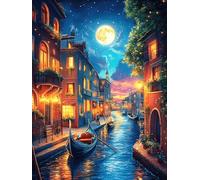Canal de Venecia bajo la Luna Puzzle 300 Piezas Obra De Arte Familiar Cuento de Hadas acompañante mágico Rompecabezas 3D para Hombres Y Mujeres Juguete Educativo Desafío Intelectual 300 PCS