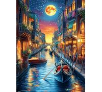 Canal de Venecia de Noche Puzzle 1000 Piezas Aliviar Estrés 3D Rompecabezas Familiar para Hombres Y Mujeres Obra De Arte Decorativo Hogar 1000 PCS