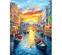 Canal de Venecia de Noche Puzzle 500 Piezas Papel Adolescentes Animal tierno de Cuento de Hadas Actividad Familiar Educativa Mejora Coordinación Ojo-Mano Fiestas Navideñas 500 PCS