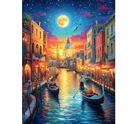Canal de Venecia de Noche Rompecabezas 300 Piezas Cartón para Parejas Cuento de Hadas tierno de acompañamiento Actividad Hacer En Grupo Ejercicio Mental para Reyes Magos Detalle Cumpleaños 300 PCS