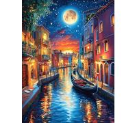 Canal de Venecia de Noche Rompecabezas 500 Piezas Cartón para Parejas Cuento de Hadas tierno de acompañamiento Actividad Hacer En Grupo Ejercicio Mental para Reyes Magos Detalle Cumpleaños 500 PCS
