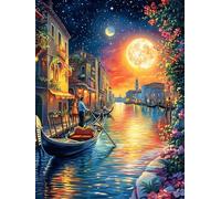 Canal de Venecia de noche Under The Moon Puzzles 500 Piezas DIY Creativo Personalizable Sueño mágico de ciencia ficción Rompecabezas Familiar Para Toda La Familia Juguete Educativo Aliviar Estrés Deco