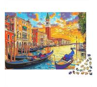 Canal de Venecia Puzzle de 1000 Piezas para Adultos Atardecer Paisaje Juego de Puzzle 1000 Piezas Familia Relajante Regalo 38x26cm/1000pcs
