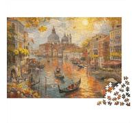 Canal de Venecia Puzzle de 1000 Piezas para Adultos Papel Vista al Atardecer Juego de Puzzle 1000 Piezas Relajación Hogar Regalo 52x38cm/1000pcs