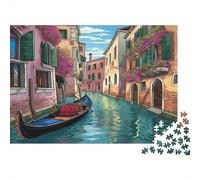 Canal de Venecia Vista Puzzle 1000 Piezas De Cartón Grueso Rompecabezas Anti Estrés Adultos para Plan De Fin De Semana como Regalo Original 70x50cm/1000pcs