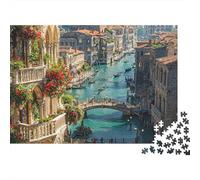 Canal de Venecia Vista Puzzle Adultos 1000 Piezas Canal de Venecia Cartón para Parejas Reunión Amigos para Relajarse Oferta 38x26cm/1000pcs