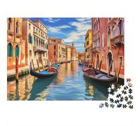 Canal de Venecia Vista Puzzles 1000 Piezas De Cartón Grueso Puzle Clásico Anti Estrés Adultos para Decoración De Pared como Regalo Original 70x50cm/1000pcs