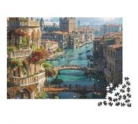 Canal de Venecia Vista Rompecabezas 1000 Piezas Desafío Imposible Coloridos Papel Adultos Familia DIY Regalo Mujer Hombre 70x50cm/1000pcs