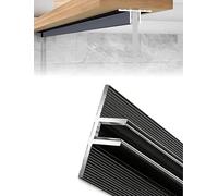 Canal en U fijo de vidrio de aleación de aluminio for vidrio de 8/10/12 mm, soporte de panel de vidrio sin marco for baño, perfil doble C for montaje en piso y techo(Black10mm,1.5m/4.9ft)