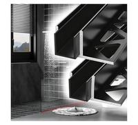 Canal en U para puerta de ducha Juego de 2 Aluminio Canal en F para mampara de ducha 150 cm, Guía retención sin marco para restaurantes/hoteles, Perfil panel(Black,3/8"(10 mm) Thick)