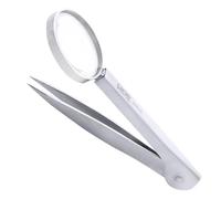 Canal Pinza para astillas con lupa cuádruple, inoxidable, 12 cm