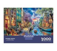 Canal Pueblo 1000 Pieza Canal de Venecia Stock De Cartas Premium Rompecabezas Conjunto para Adultos Presente Divertido Desafío Educativo Regalo 70x50cm/1000pcs