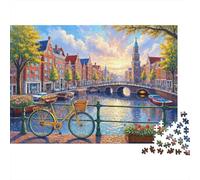 Canal Scene Amsterdam Puzzle Imposible,desafío for Adults Juego Educativo 1000 Piezas Obra De Arte De Juego De para Adultos, Regalos A Partir De 14 Años 70x50cm/1000pcs