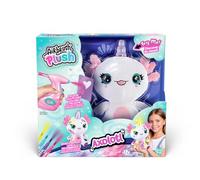 Canal Toys - Airbrush Plush - Colorea tu Mascota - Peluche Ajolote para personalizar con cuerno luminoso - Con guía de emociones, rotuladores y plantillas - AIR 049